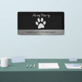 Banderoles Paw Chien Argent sur arrière - plan noir (Salon professionnel)