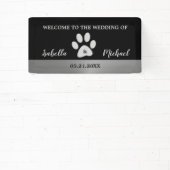 Banderoles Paw Chien Argent sur arrière - plan noir (Insitu)