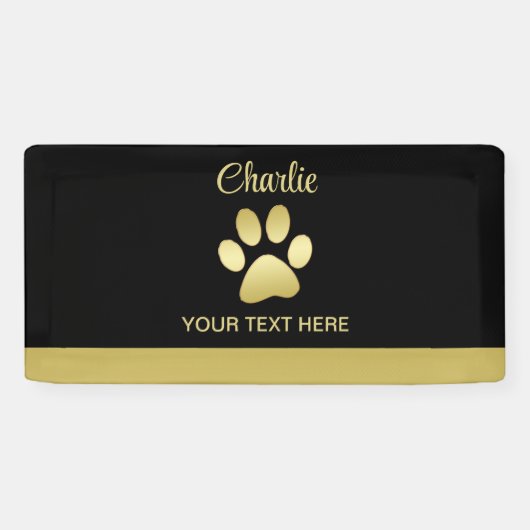 Banderoles Paw chien brillant or sur arrière - plan noir (Horizontal)
