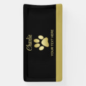 Banderoles Paw chien brillant or sur arrière - plan noir (Verticale)