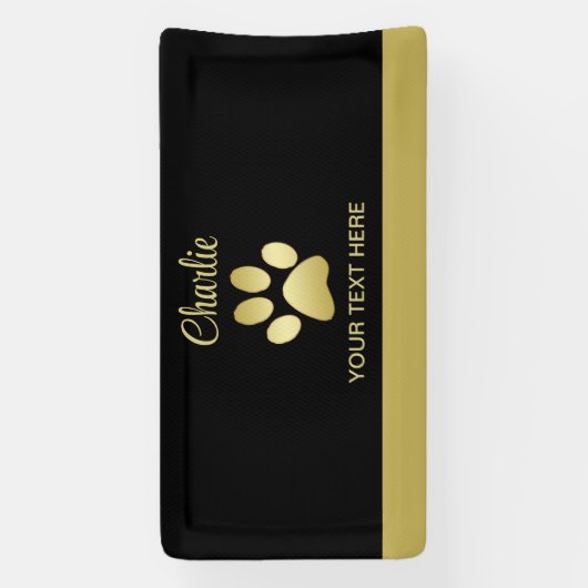 Banderoles Paw chien brillant or sur arrière - plan noir (Verticale)