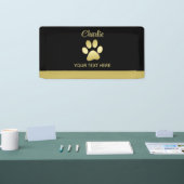 Banderoles Paw chien brillant or sur arrière - plan noir (Salon professionnel)