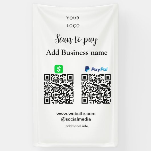 Banderoles Paypal Cashapp numérisation pour payer QR ajouter (Vertical)
