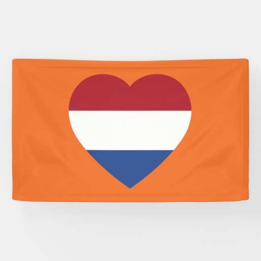Banderoles Pays-Bas Heartflag sur Orange bnrcnt (Horizontal)