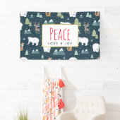 Banderoles Peace Love & Joy Christmas Animaux Motif (En situation)