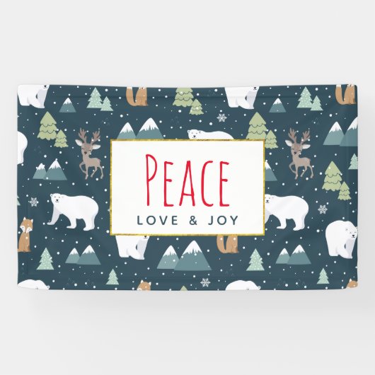 Banderoles Peace Love & Joy Christmas Animaux Motif (Horizontal)