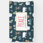 Banderoles Peace Love & Joy Christmas Animaux Motif (Vertical)