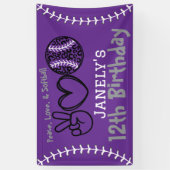 Banderoles Peace Love Softball Anniversaire (Vertical)