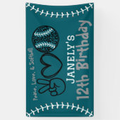 Banderoles Peace Love Softball Anniversaire (Vertical)