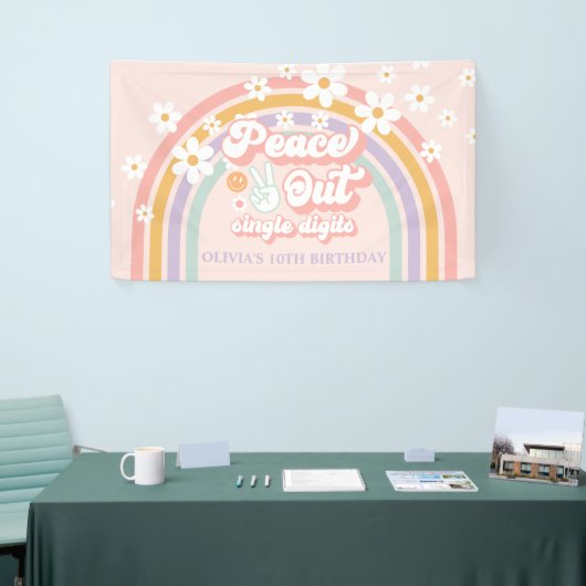 Banderoles Peace out Chiffres simples arc-en-ciel 10e anniver (Salon professionnel)