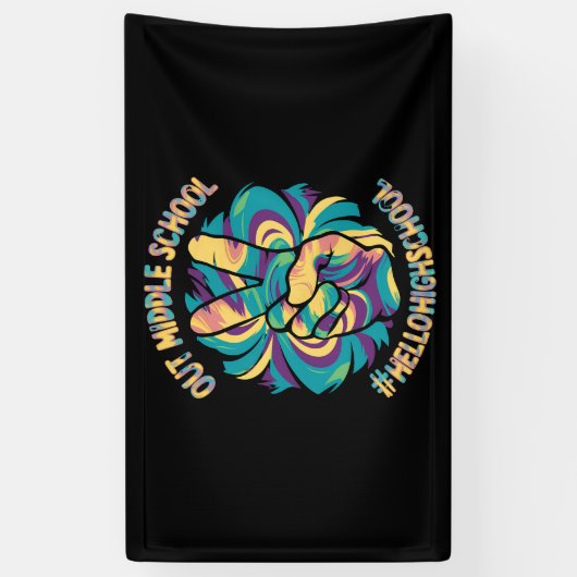 Banderoles Peace Out Middle Hello Lycée Tie Dye (Vertical)