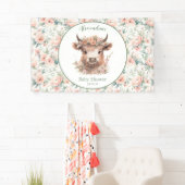 Banderoles Peach Highland Cow Banner (En situation)