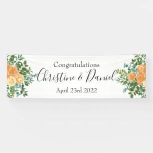 Banderoles Peach Peony & Rose Floral Mariage