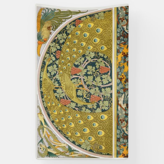 Banderoles Peacock Art Nouveau Style rond design complexe (Vertical)