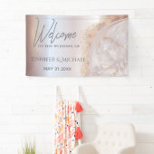 Banderoles Pearl rose or marbre agate calligraphie métallique (En situation)