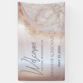 Banderoles Pearl rose or marbre agate calligraphie métallique (Vertical)