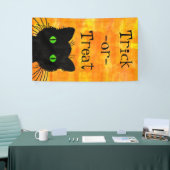 Banderoles Peek-A-Boo mignonne et curieux chat noir (Salon professionnel)