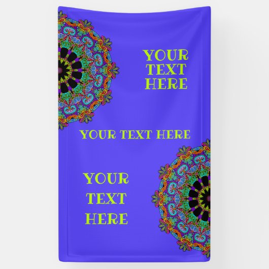 Banderoles Peinture à la main Mandala Horloge Face 24 (Vertical)