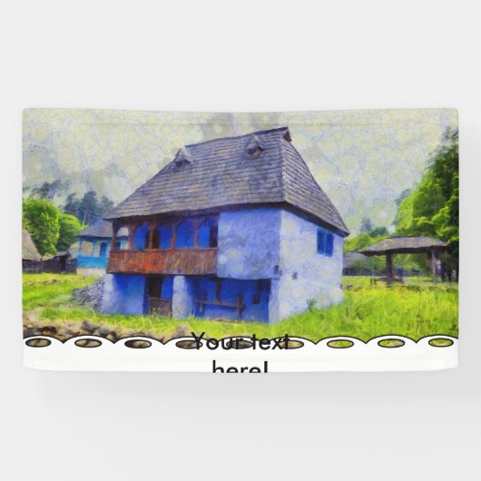 Banderoles Peinture de maison bleue (Horizontal)