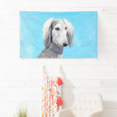 Banderoles Peinture de Saluki (Argent) - Joli art original de (En situation)