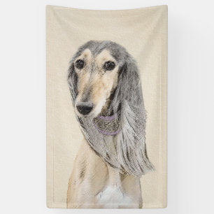 Banderoles Peinture de Saluki (faon) - Art de chien original