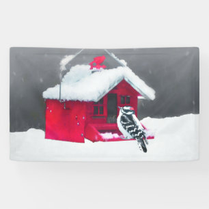 Banderoles Peinture Downy Woodpecker - Art original pour oise