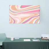 Banderoles Peinture Liquide Retro Pink Swirl Design esthétiqu (Salon professionnel)