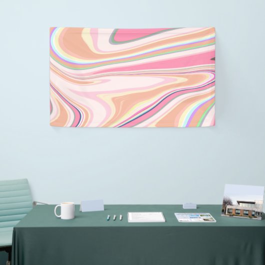 Banderoles Peinture Liquide Retro Pink Swirl Design esthétiqu (Salon professionnel)