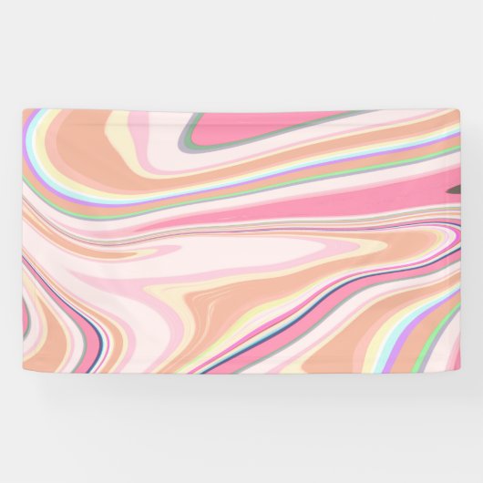 Banderoles Peinture Liquide Retro Pink Swirl Design esthétiqu (Horizontal)