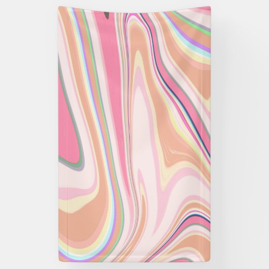 Banderoles Peinture Liquide Retro Pink Swirl Design esthétiqu (Vertical)