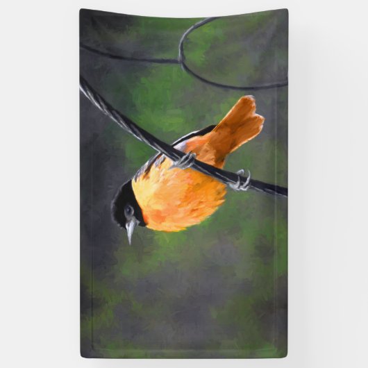 Banderoles Peinture Oriole - Art Oiseau Original (Vertical)