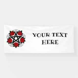 Banderoles Pentagramme aux roses rouges