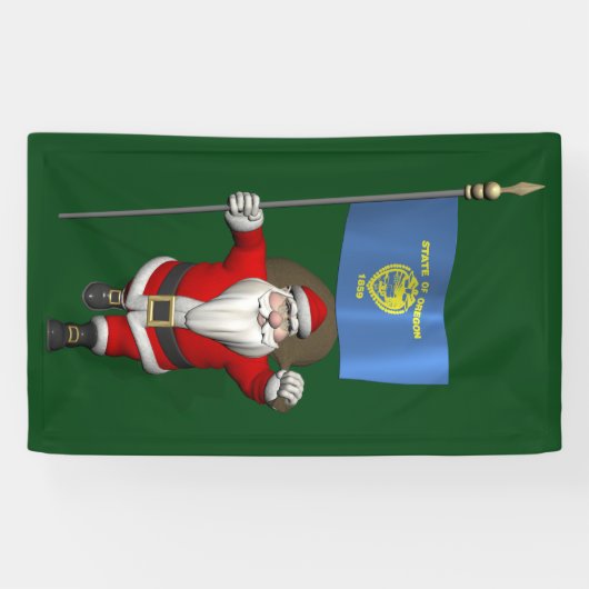 Banderoles Père Noël Avec Drapeau De L'Oregon (Horizontal)
