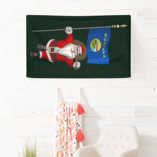 Banderoles Père Noël Avec Drapeau Du Montana (En situation)