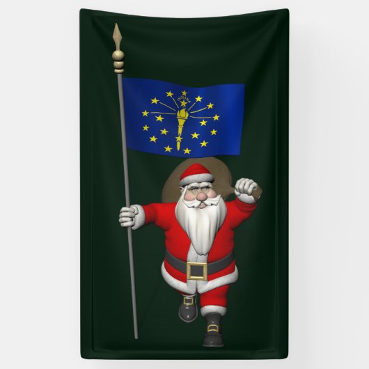 Banderoles Père Noël Avec Drapeau Indiana (Vertical)