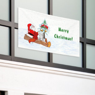 Banderoles Père Noël avec Lapin Renard et Écureuil