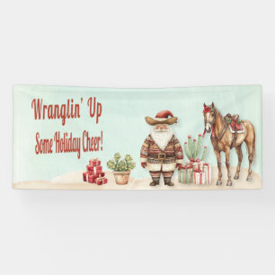 Banderoles Père Noël Cowboy de l'Ouest Vacances de Noël