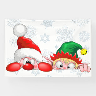 Banderoles Père Noël et Elfe Personnages mignons et drôles qu