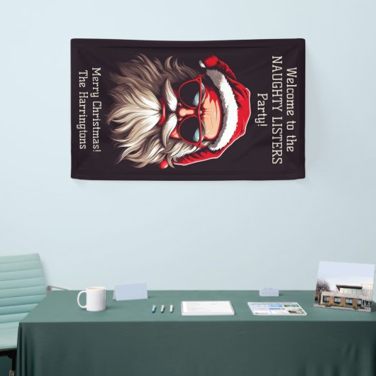 Banderoles Père Noël Grumpy Texte Personnalisé (Salon professionnel)