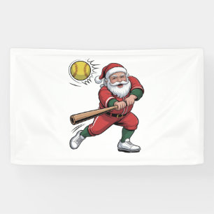 Banderoles Père Noël Jouer Softball Christmas Player Sport
