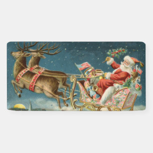 Banderoles Père Noël Noël Traîneau Antique Renne