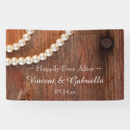 Banderoles Perles rustiques et Mariage campagnard en bois de  (Horizontal)