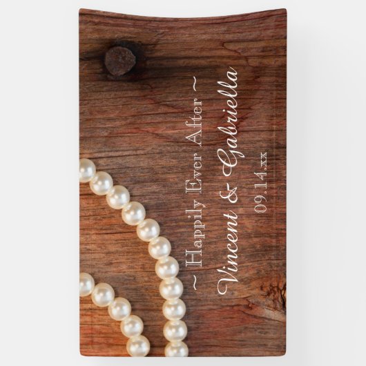 Banderoles Perles rustiques et Mariage campagnard en bois de  (Vertical)
