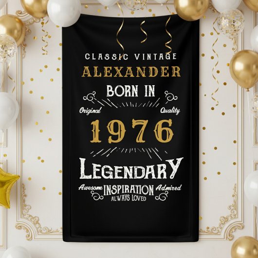 Banderoles Personalized 50th Birthday Born 1976 Retro Party