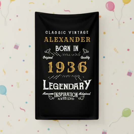 Banderoles Personalized 90th Birthday 1936 Vintage Legend