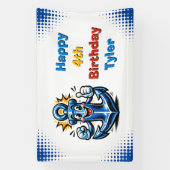 Banderoles Personalized Boy's Anchor Themed Birthday Party (Verticale)