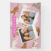 Banderoles Personalized Cute Pink Cat Pattern Gift Cat Lover (Verticale)