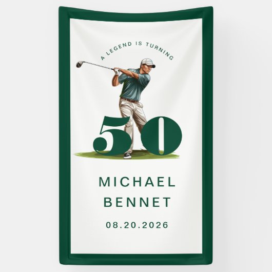Banderoles Personalized Green Golf 50th Birthday  (Vertical)