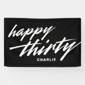 Banderoles Personalized Modern Script Black 30th Birthday (Horizontal)