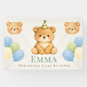 Banderoles Personalized Onederful Bear First Birthday Banner (Horizontal)
